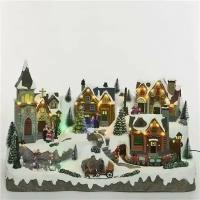 Kaemingk Светящаяся композиция Christmas Village: Рождественский городок Веллингтон 57*34 см, с движением и музыкой 9485384