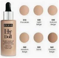 Pupa Крем тональный Like A Doll - Make-Up Fluid Nude Look, тон №030, Естественный бежевый, 30 мл