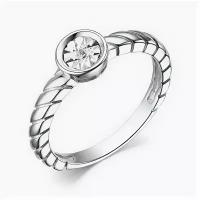 Серебряное кольцо Алькор 01-3947/000Б-00 с бриллиантом, Серебро 925°, 17,5