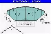 13.0470-5634.2 колодки дисковые передние ceramic Lexus RX270 / 350 / 450H, Toyota HighLander 3.5 08] ATE 13047056342