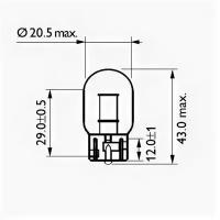 Комплект ламп накаливания блистер 2шт W21W 12V 21W W3X16D PHILIPS 12065B2