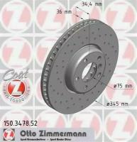 Диск торм BMW F01/F02/F07/F10/F11/F12 08- ПЕР вент L 348x36 Sport Coat Z, 150347852 ZIMMERMANN 150.3478.52