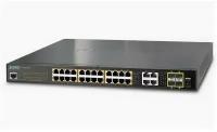 Planet IPv6/IPv4, 24-Port Managed 802.3at POE+ Gigabit Ethernet Switch + 4-Port Gigabit Combo TP/SFP (220W)