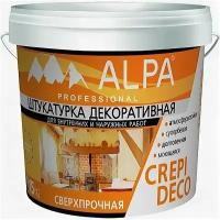 Декоративная Штукатурка Шуба Alpa Crepi Deco 15кг Белая, Сверхпрочная, Атмосферостойкая Зерно 0.5мм / Альпа Крепи Деко