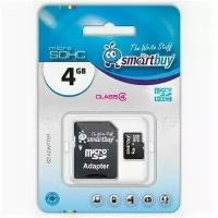 Карта памяти MicroSD 4GB Class 4 SmartBuy+SD адаптер