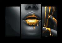 Модульная картина на стекле | Diva Kartina | Арт Постеры. Жидкое золото | 100X70 см