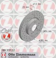 Диск тормозной перфорированный Honda Civic 07- d282x23 H52 ZIMMERMANN 280317152