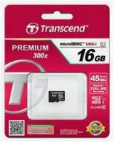 Карта памяти microSDHC 16Gb Transcend Class 10 UHS-I (TS16GUSDCU1)