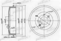 Барабан тормозной задн CITROEN: BERLINGO 96-, BERLINGO фургон 96-, XSARA 97-05, XSARA Break 97-05, XSARA PICASSO 00-, XSARA купе 98-05, ZX 91-97, Patron PDR1126