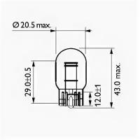 Комплект ламп накаливания блистер 2шт W21/5W 12V 21/5W W3X16D PHILIPS 12066B2