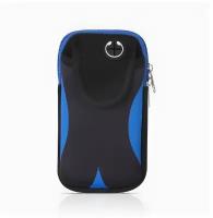Спортивная сумка-чехол на руку для смартфона WUANGSUNE (Cyan / Black)