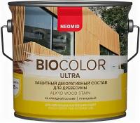 Декоративная Пропитка для Древесины Neomid Biocolor Ultra 2.7л Бесцветный Полуглянцевая с Усиленной Защитой / Неомид Био Колор Ультра