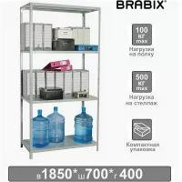 Стеллаж Brabix MS KD-185/40/70-4 291113, S240BR124402 металлический 1850х700х400мм, 4 полки, компактная упаковка