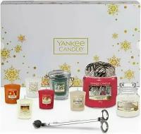 Рождественский набор Yankee Candle 8 ароматических свечей, ножницы для обрезки фитиля, крышка IllumaLid, держатель для вотива