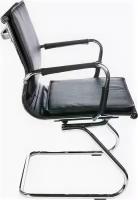Кресло на полозьях Бюрократ CH-993-Low-V низкая спинка, черная искусственная кожа, хром
