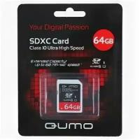 Карта памяти MicroSD 64GB Class 10 Qumo+SD адаптер UHS-1