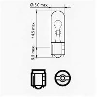 Комплект ламп накаливания блистер 2шт W1,2W 12V 1,2W W2X4,6D PHILIPS 12516B2