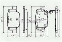 Колодки тормозные дисковые задн TOYOTA: VERSO (_AUR2_, _ZGR2_) 1.6/1.8/2.0 D-4D/2.2 D-4D/2.2 D-CAT 09- BOSCH 0986494404