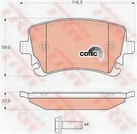 Колодки тормозные дисковые задн AUDI: A4 03-04, A4 05-, A4 Avant 03-04, A4 Avant 05-, A4 кабрио 04-, A6 02-05, A6 04-, A6 Allroad 06-, A6 Avant 02-05 TRW GDB1516