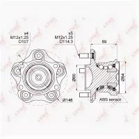 Ступица задняя в сборе, WH1053 LYNXauto WH-1053
