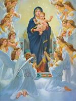 Икона на дереве ручной работы - Пресвятая Дева Мария с младенцем, 9х12х1,8 см, арт Ид3620