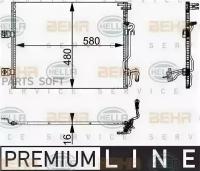 BEHR-HELLA 8FC351301611 Радиатор кондиционера W221 до 08г. (с ушами) / Р/A2215000154/A2215000354/A2215000254