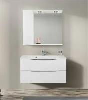 BelBagno Шкаф зеркальный левосторонний, Marino 900х150х750, Bianco Lucido, MARINO-SPC-900/750-1A-BL-P-L