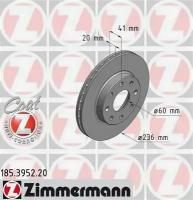 Диск тормозной передний, 185395220 ZIMMERMANN 185.3952.20