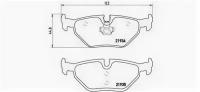 Колодки тормозные дисковые задн, BMW: 3 316 i/318 d/318 i/320 d/320 i/323 i/325 i/325 xi/328 i 98-05, 3 Compact 316 ti/318 td/318 ti/320 td/325 ti 01 Brembo P06025