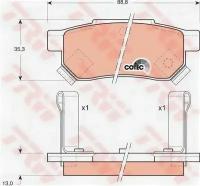 Колодки тормозные дисковые задн HONDA: CIVIC IV 91-95, CIVIC IV Fastback 94-97, CIVIC IV Hatchback 91-95, CIVIC IV купе 94-96, CIVIC V 95-01, CIVIC V TRW GDB499