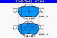 Колодки тормозные дисковые передн, RENAULT: LAGUNA III 1.5 dCi/1.6 16V 07-, LAGUNA III Grandtour 1.5 dCi/1.6 16V 07-, LAGUNA купе 1.5 dCi 08-, TWINGO, 13046072482 ATE 13.0460-7248.2