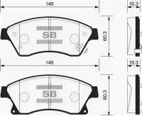 Колодки тормозные передние к-кт Sangsin Brake SP1362