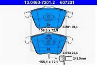 Колодки тормозные дисковые передн, AUDI: A4 1.6/1.8 T/1.8 T quattro/1.9 TDI/1.9 TDI quattro/2.0/2.0 FSI/2.4/2.5 TDI/2.5 TDI quattro/3.0/3.0 quattro/S, 13046072012 ATE 13.0460-7201.2