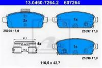 Колодки тормозные дисковые задн, CHEVROLET: CRUZE 1.4/1.6/1.7 D/1.8/1.8 LPG/2.0 CDI 09-, 13046072642 ATE 13-0460-7264-2