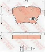 Колодки тормозные дисковые задн CITROEN: C4 04-, C4 купе 04-, PEUGEOT: 307 03-, 307 Break 04-, 307 SW 04- TRW GDB1620