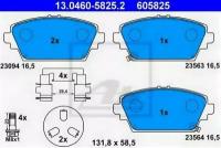 Колодки тормозные дисковые передн, HONDA: ACCORD VI 1.8 i/2.0 Turbo DI/2.0 i/2.3 97-03, ACCORD VI Hatchback 1.8 i/2.0/2.0 TDi/2.3 99-02 MG: MG ZR 16, 13046058252 ATE 13.0460-5825.2