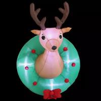 Edelman Подвесная надувная фигура Венок с Оленем - Christmas is coming 128 см с LED подсветкой, IP44 1088729