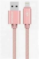 Кабель JOYROOM, USB - Lightning 8-pin, 1.2м, Fabric Series, Розовый JR-RS803