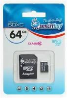 micro SDXC карта памяти Smartbuy 64GB Class 10 (с адаптером SD)