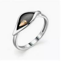 Серебряное кольцо Алькор с золотой накладкой и бриллиантом 01-1789/000Б-00, Серебро 925°, размер 18