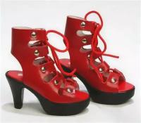 Iplehouse shoes (Высокие сандалии на шнуровке цвет красный для кукол Иплхаус 70 см)