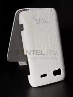 Чехол-книжка Clever Case Leather Shell для HTC Sensation тесненая кожа, белая