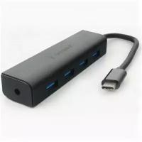 Хаб USB 3.0 Gembird UHB-C364 4порта кабель 15см Type-C с доп питанием блистер