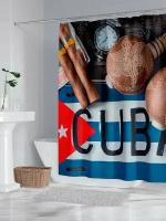 Штора для ванной "Cuba" из оксфорда, 170х200 см с кольцами