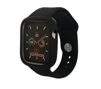 Силиконовый ремешок для смарт-часов Apple Watch 42/44/45/49 mm / Защитный чехол на Эпл Вотч / черный