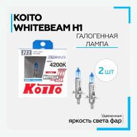 Лампа автомобильная галогенная KOITO - H1 - WhiteBeam III 4200K (12v 55w) (2 шт.)