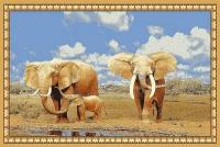 Шерстяной пейзажный ковер Hunnu 6S1028 82 слоны 1 x 1.5 м