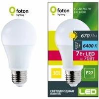 Светодиодная лампа Foton Lighting FL-LED A60 7W E27 6400К 220В 670Лм 60*109мм