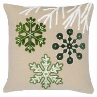 Подушка декоративная новогодняя 45х45 см из коллекции New Year Essential на диван с вышивкой Snow flakes Tkano TK23-CU0016