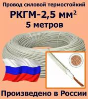 Провод силовой термостойкий РКГМ-2,5, 5 метров